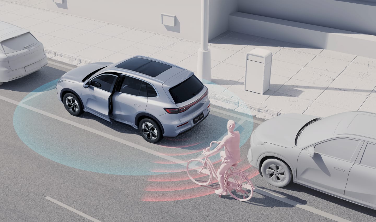 DOORS OPEN WARNING (DOW)
Alerts you if there’s an approaching vehicle or obstacle when opening your door, helping prevent accidental collisions. This feature ensures a safer exit from your vehicle, particularly in busy parking lots or crowded streets.