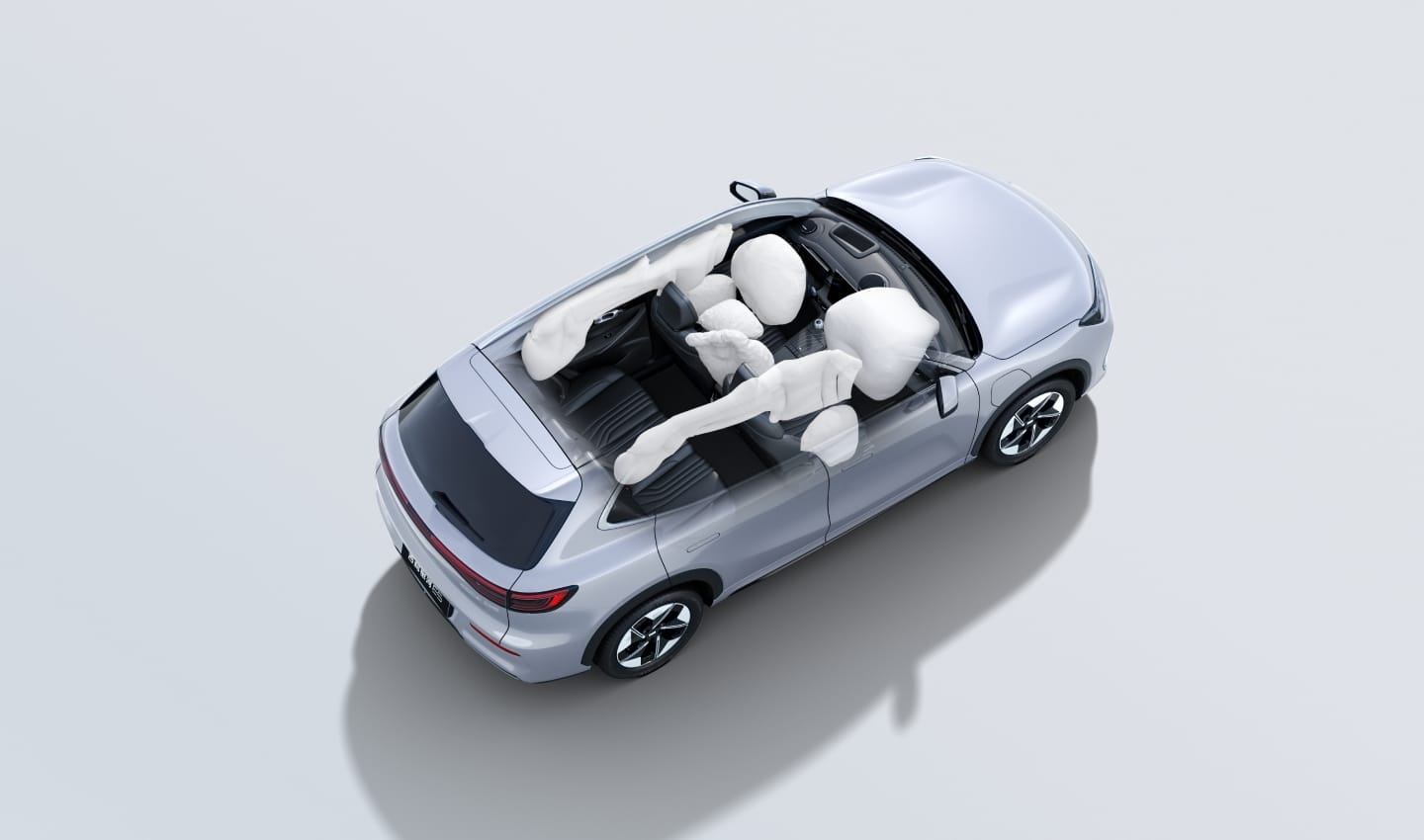 COMPREHENSIVE SAFETY WITH ALL-SERIES 7 AIRBAGS
The GEELY EX5 is equipped with front dual airbags, front side airbags, side curtain airbags, and a far-side airbag, providing full coverage for all occupants.